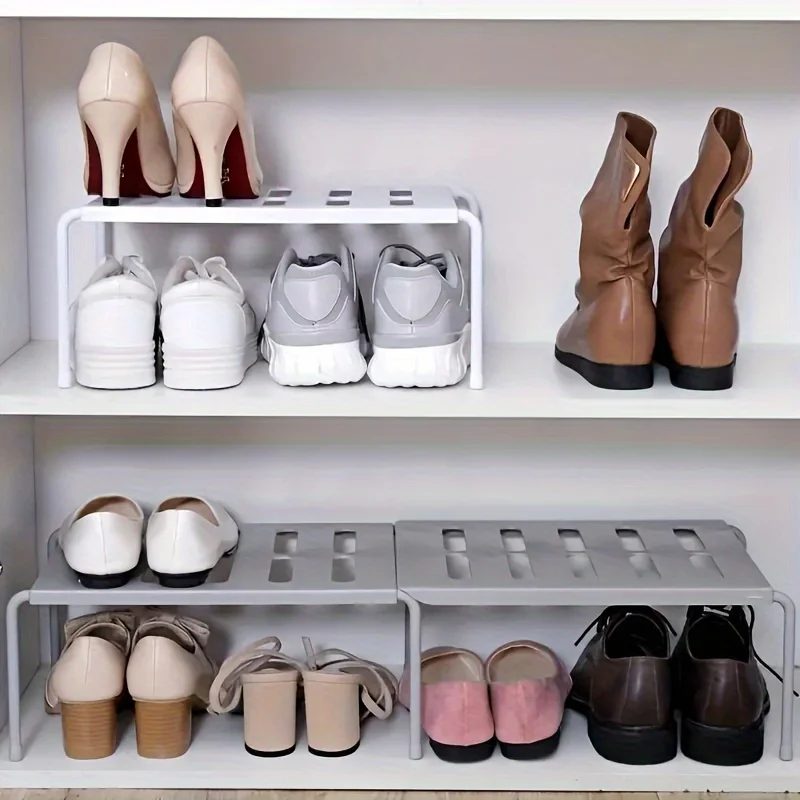 Sneaker Care White - Verstellbares Schuhregal aus Kunststoff, mehrstöckiger Aufbewahrungsorganizer,