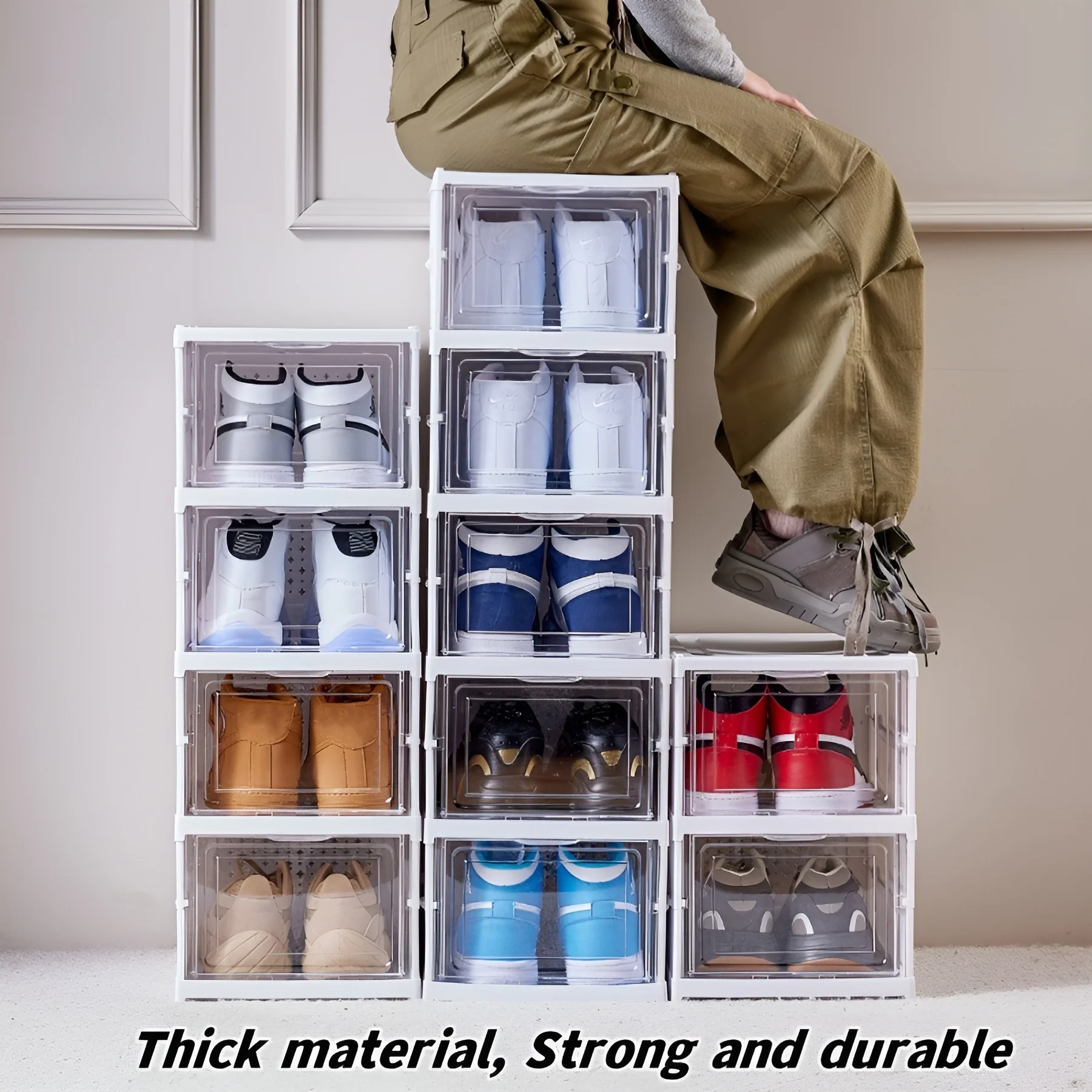 Sneaker Care Box - 6-lagige Schuhbox, faltbar, transparent, für Sneaker,
