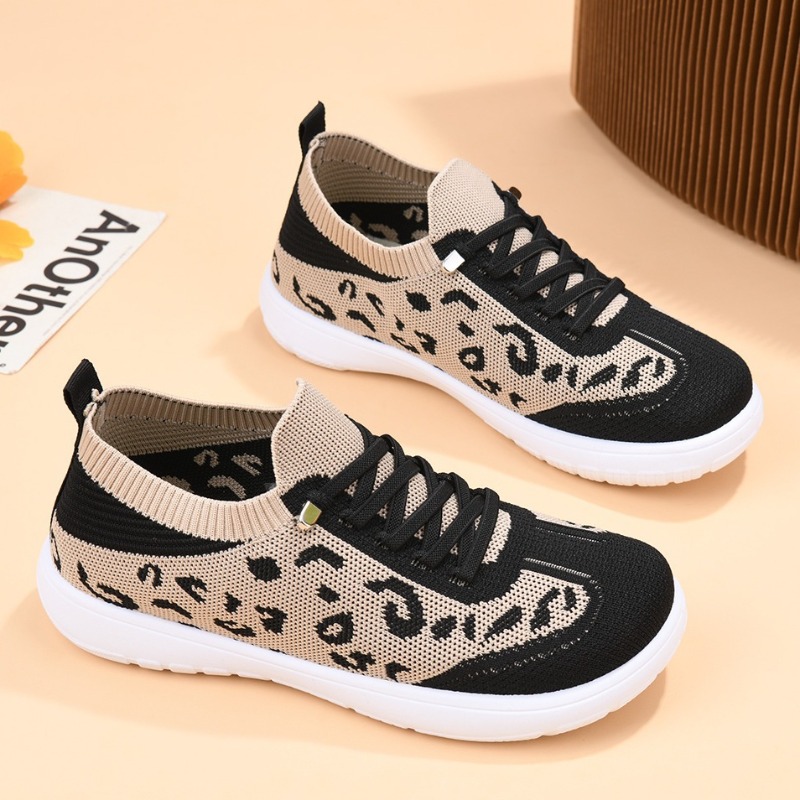 Sneaker Zone - Damen-Sneaker mit Schnürung, Leopardenmuster, mittelhohe, leichte